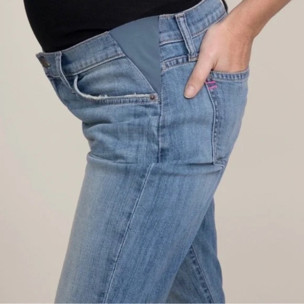 Hatch Current-Elliott denim blue maternity jeans in size 30 relaxed straight fit
